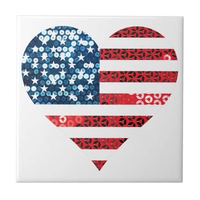 usa flag heart ceramic tile (Front)