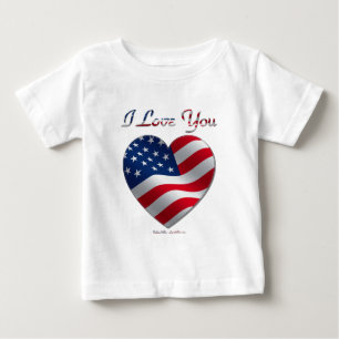 USA Flag Heart I Love You Baby T-Shirt