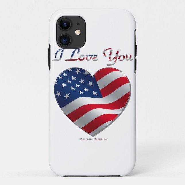 USA Flag Heart I Love You Case-Mate iPhone Case (Back)