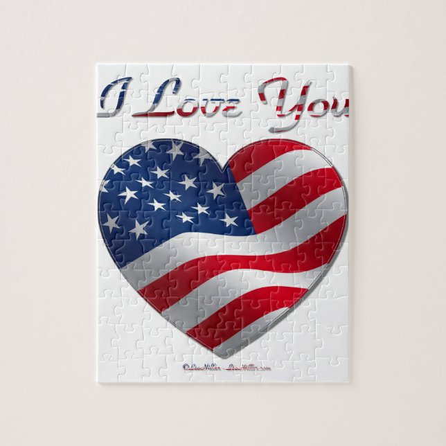 USA Flag Heart I Love You Jigsaw Puzzle (Vertical)