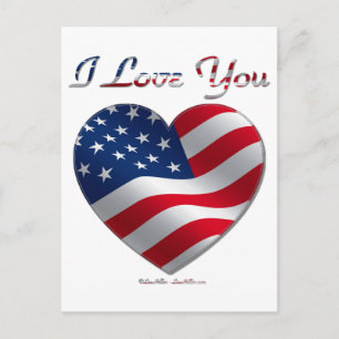 USA Flag Heart I Love You Postcard