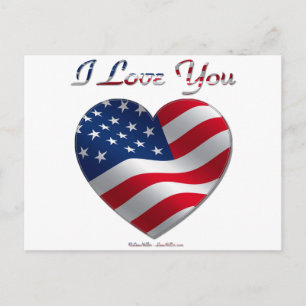 USA Flag Heart I Love You Postcard