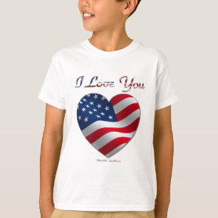 USA Flag Heart I Love You T-Shirt