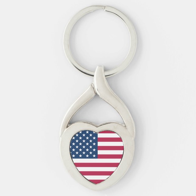USA Flag Heart Key Ring (Front)
