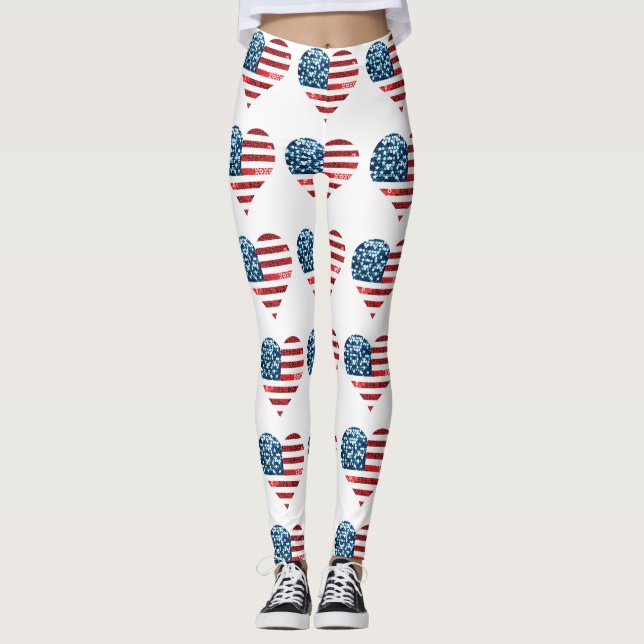 usa flag heart leggings (Front)