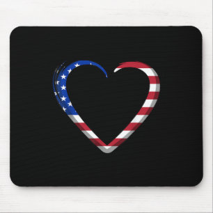 Usa Flag Heart Memorial Day Veteran Graphic  Mouse Pad