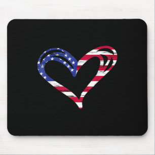 Usa Flag Heart Patriotic Armed Forces Memorial Mouse Pad