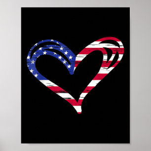 Usa Flag Heart Patriotic Armed Forces Memorial Poster