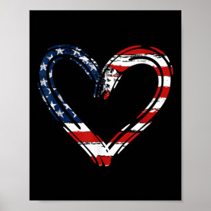 Usa Flag Heart Patriotic Armed Forces Memorial Poster