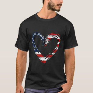 Usa Flag Heart Patriotic Armed Forces Memorial T-Shirt