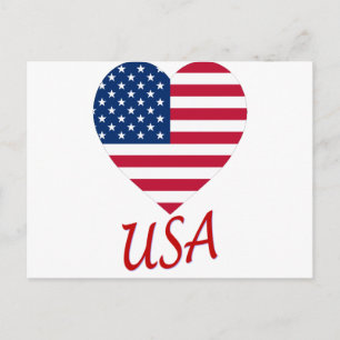 USA Flag Heart Postcard