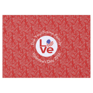 USA Flag Heart Red LOVE  Tablecloth