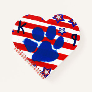 USA Flag Heart Shape Notebook