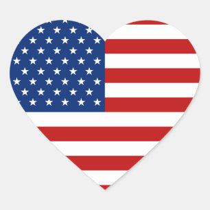 USA Flag Heart Sticker