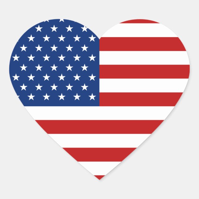 USA Flag Heart Sticker (Front)