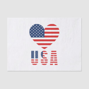 USA Flag Heart Tissue Paper for Festive Gift Wrap