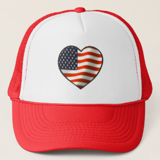 USA Flag Heart Trucker Hat