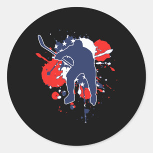 Usa Flag Hockey Player - American Ice Hockey 1 Classic Round Sticker