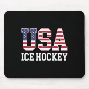 Usa Flag Hockey Player - American Usa Ice Hockey  Mouse Pad