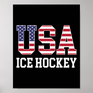 Usa Flag Hockey Player - American Usa Ice Hockey Poster