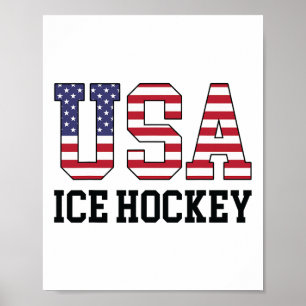 Usa Flag Hockey Player - American Usa Ice Hockey W Poster
