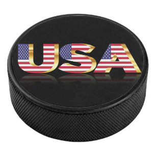 USA Flag Hockey Puck