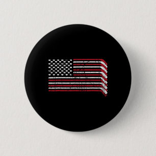 Usa Flag Hockey Sticks American Pride 4th Of July 6 Cm Round Badge