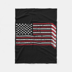 Usa Flag Hockey Sticks American Pride 4th Of July  Fleece Blanket