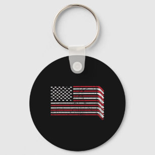 Usa Flag Hockey Sticks American Pride 4th Of July  Key Ring
