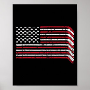 Usa Flag Hockey Sticks American Pride 4th Of July Poster