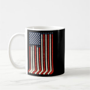 Usa Flag Hockey Sticks Patriotic Ice Hockey 4th Of Coffee Mug