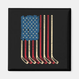 Usa Flag Hockey Sticks Patriotic Youth Ice Hockey Magnet