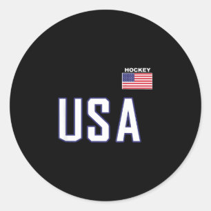 Usa flag hockey team cool player equipment apparel classic round sticker