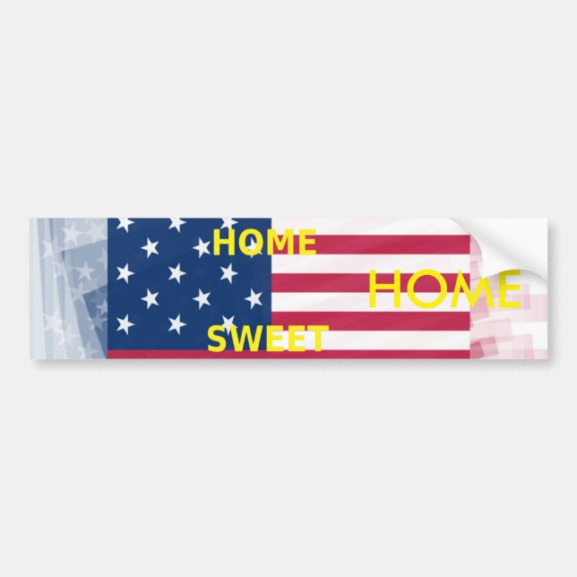 USA Flag "Home Sweet Home" Art Print Bumper Sticker (Front)