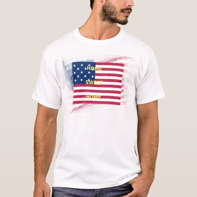 USA Flag "Home Sweet Home" Art Print T-Shirt (Front)