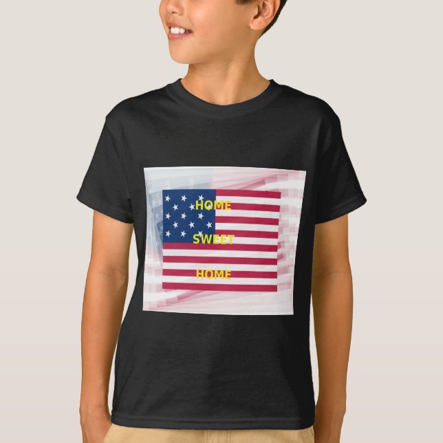 USA Flag "Home Sweet Home" Art Print T-Shirt (Front)