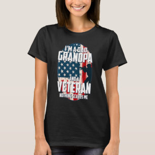 USA Flag I Am A Dad Grandpa And A Veteran Men T-Shirt
