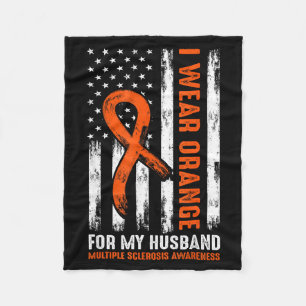 Usa Flag I Wear Orange For My Husband Multiple Scl Fleece Blanket