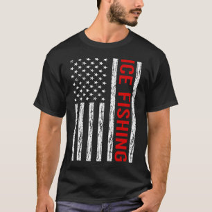 USA Flag Ice Fishing T-Shirt