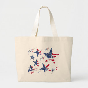 USA Flag in grunge Stars Large Tote Bag