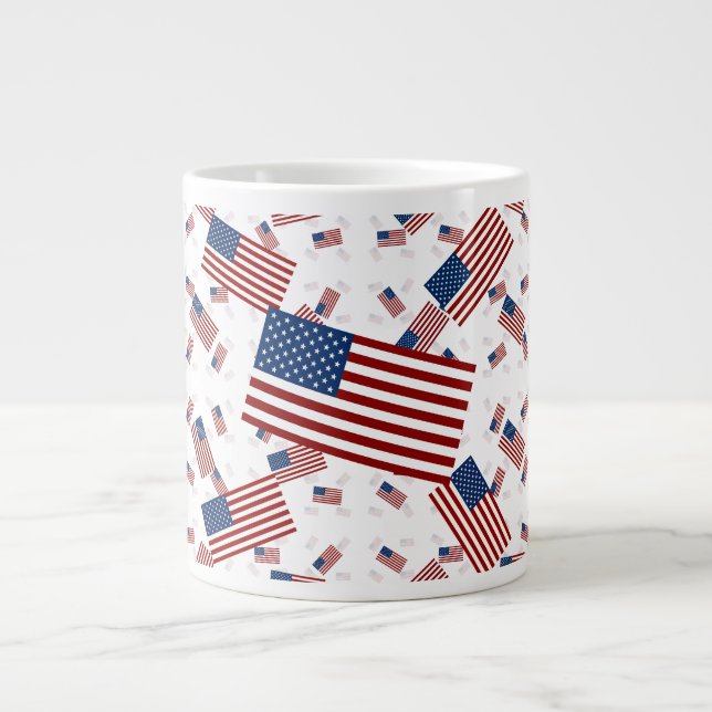 USA Flag in Layers Askew Large Coffee Mug (Front)