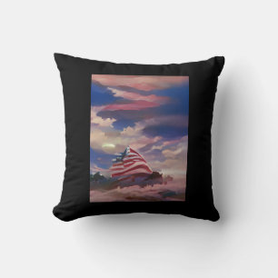 USA flag July 4 Memorial Day abstract digital art  Cushion