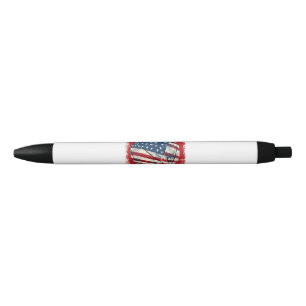 USA Flag July 4th Basketball Black Ink Pen