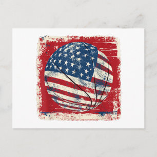 USA Flag July 4th Basketball Holiday Postcard