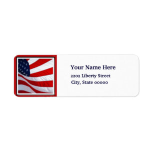 USA Flag July 4th Return Address Label