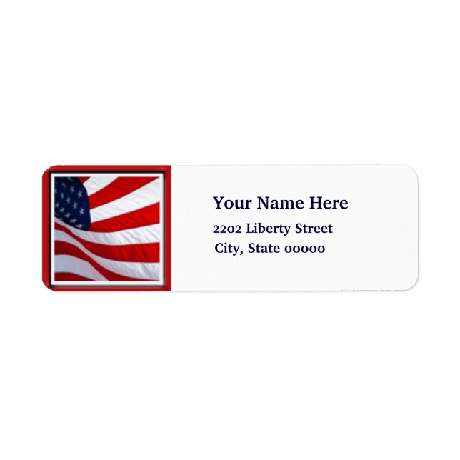USA Flag July 4th Return Address Label (Front)