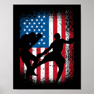 Usa Flag Kickboxing Design For Boxing Fan Or Marti Poster