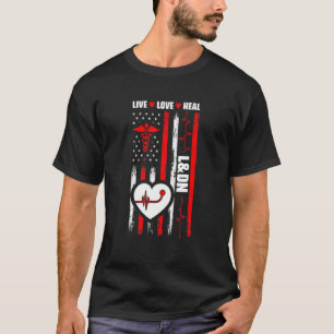 Usa Flag L&dn Medical Nursing Labour And Deliver T-Shirt