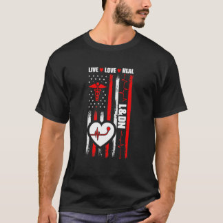 Usa Flag L&dn   Medical Nursing Labour And Deliver T-Shirt