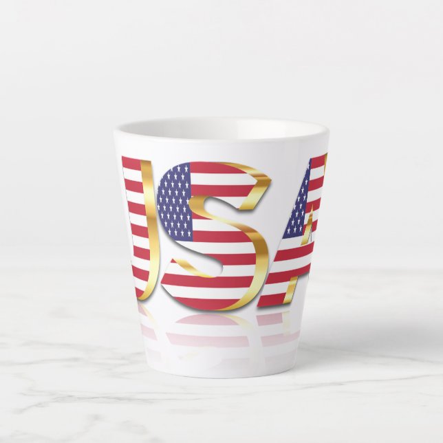 USA Flag Latte Mug American Patriotic  (Front)
